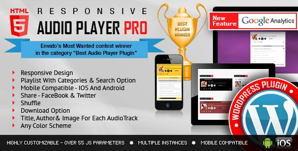 Responsive HTML5 Audio Player PRO WordPress Plugin