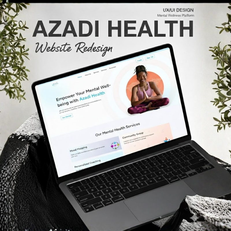 Azadi Health Website Design on Laptop